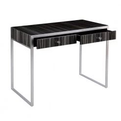 Hugh 42 in. Glass Rectangle Silver 2-Drawer Writing Desk by Southern Enterprises -Southern Enterprises Sales black southern enterprises writing desks hd391717 77 1000