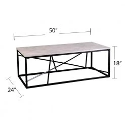 Salla 50 in. Black/White Large Rectangle Stone Coffee Table by Southern Enterprises -Southern Enterprises Sales black w white simulated marble finish southern enterprises coffee tables hd598642 44 1000