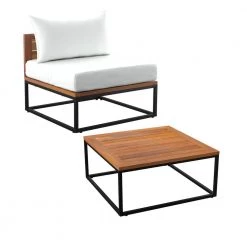 Taradale 32 in Natural Black Square Acacia Coffee Table with 2-Pieces by Southern Enterprises