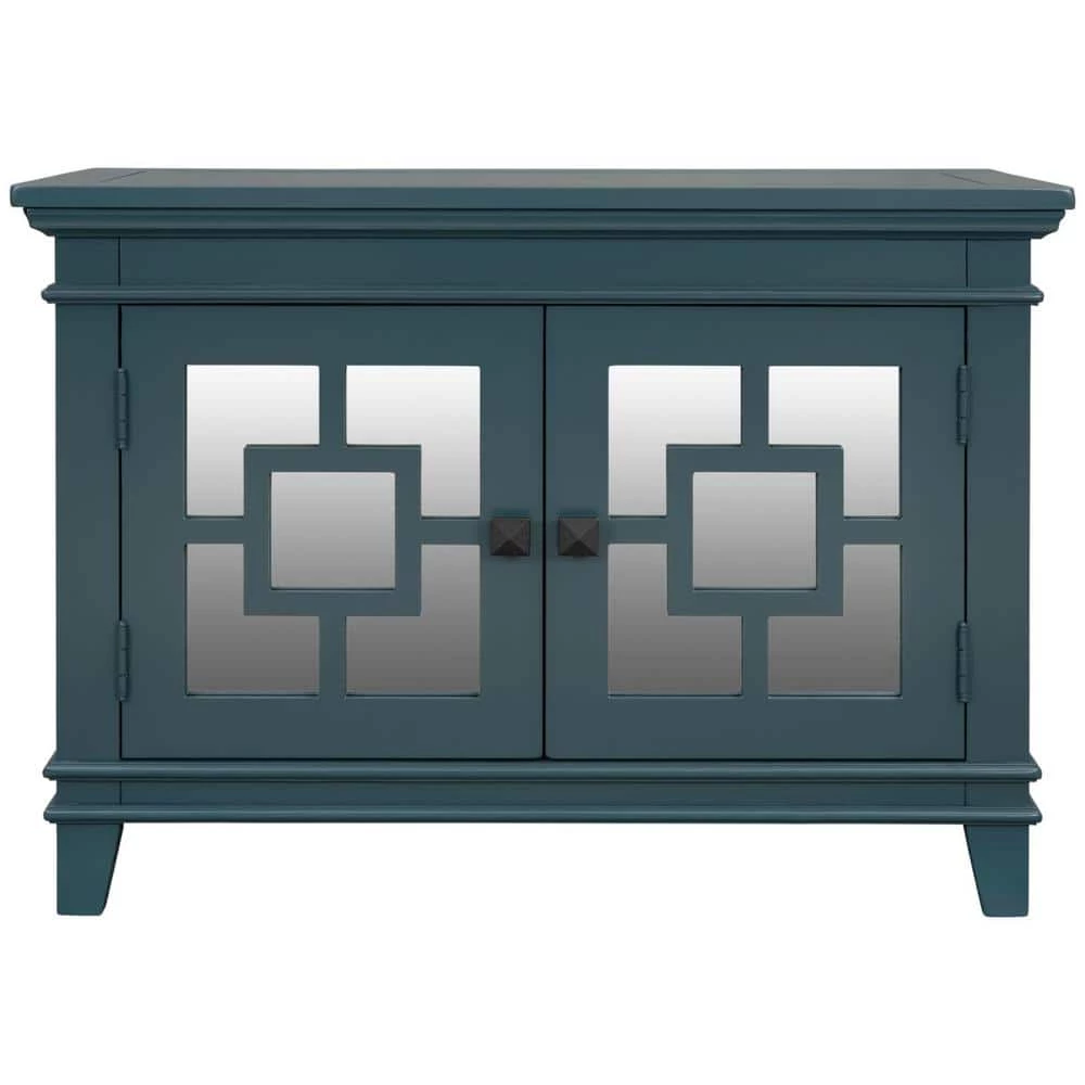 Blue Accent Storage Wooden Cabinet with Decorative Mirror Door by Huluwat 3 Blue Accent Storage Wooden Cabinet with Decorative Mirror Door by Huluwat