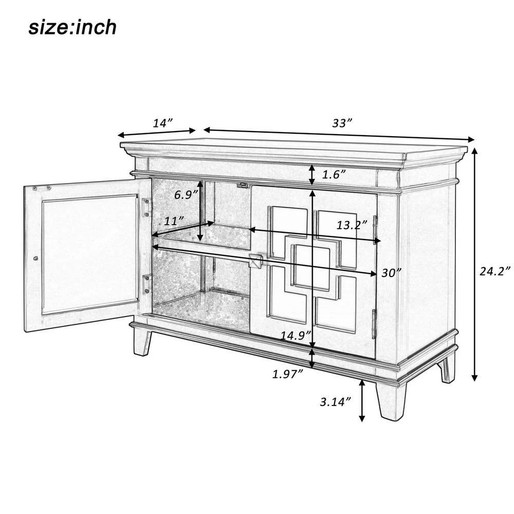Blue Accent Storage Wooden Cabinet with Decorative Mirror Door by Huluwat 6 Blue Accent Storage Wooden Cabinet with Decorative Mirror Door by Huluwat - Image 4