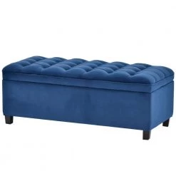 Blue Upholstered Flip Top Storage Bench with Tufted Top (16.1 in. H x 46.5 in. W x 20.1 in. D) by Huluwat