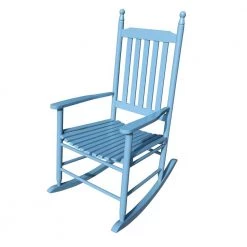 Southern Enterprises Sales 15 Blue Populus Wood Porch Rocker Chair by Huluwat