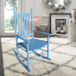 Blue Populus Wood Porch Rocker Chair by Huluwat -Southern Enterprises Sales blue huluwat rockers gliders ottomans dj tc w49528620 76 1000