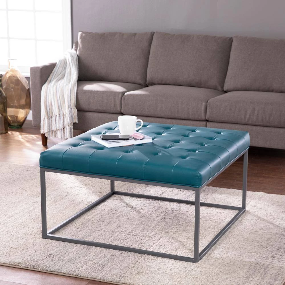 Chatham 34.75 in. Blue Square Faux Leather Coffee Table by Southern Enterprises 7 Chatham 34.75 in. Blue Square Faux Leather Coffee Table by Southern Enterprises - Image 5