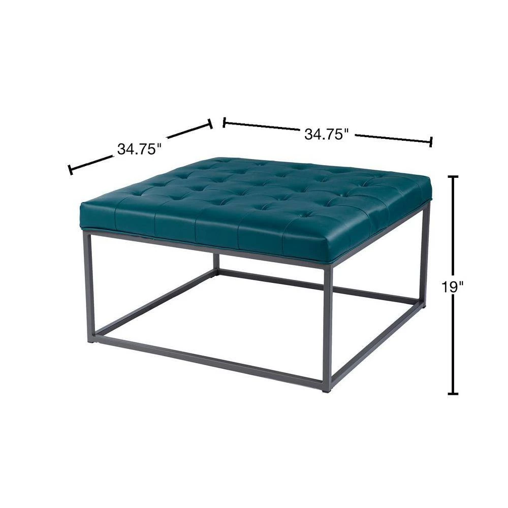 Chatham 34.75 in. Blue Square Faux Leather Coffee Table by Southern Enterprises 5 Chatham 34.75 in. Blue Square Faux Leather Coffee Table by Southern Enterprises - Image 3
