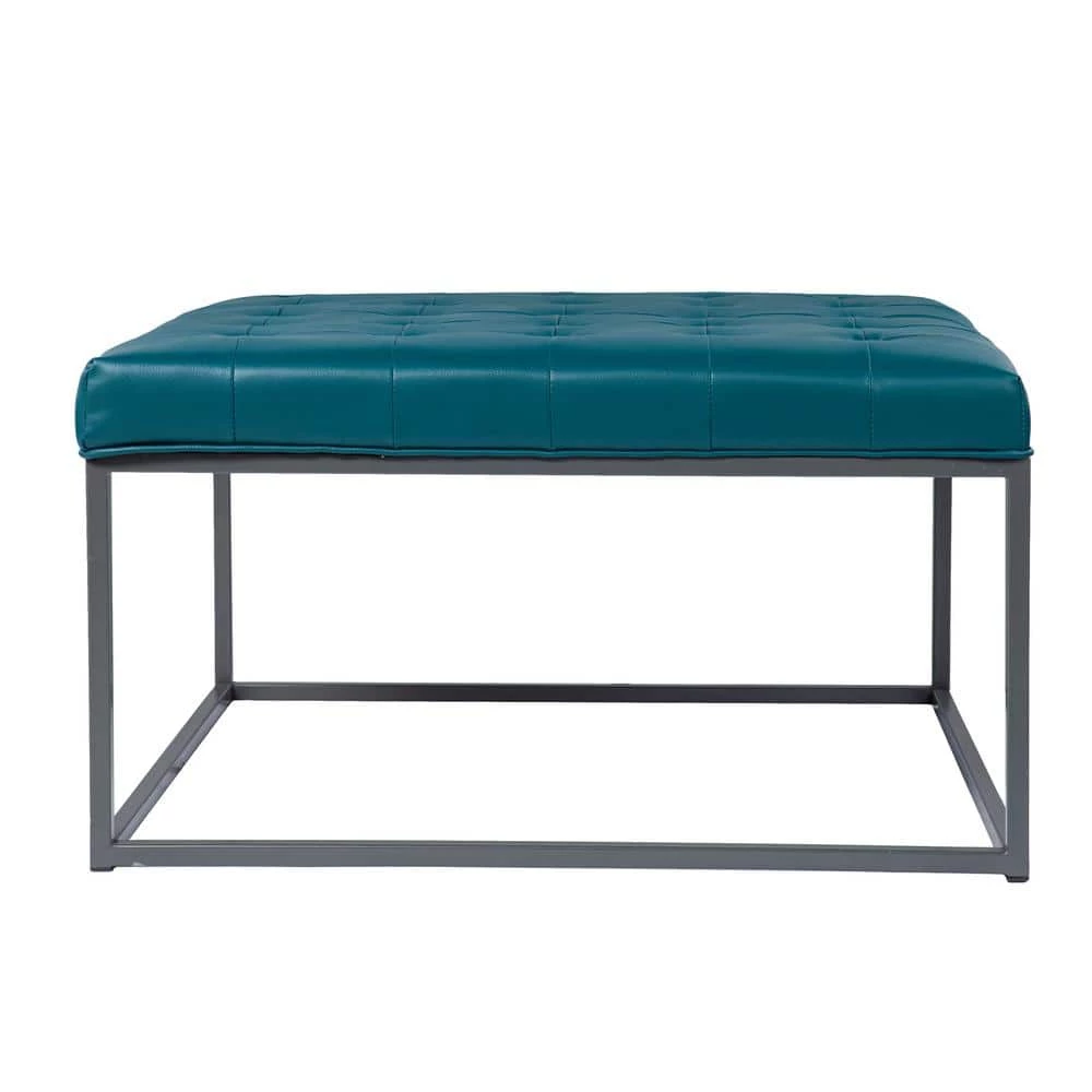 Chatham 34.75 in. Blue Square Faux Leather Coffee Table by Southern Enterprises 4 Chatham 34.75 in. Blue Square Faux Leather Coffee Table by Southern Enterprises - Image 2