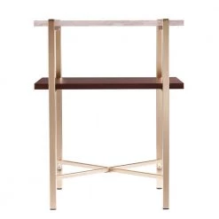 Ballia Brass and Dark Tobacco with White Faux Travertine Square Storage End Table by Southern Enterprises -Southern Enterprises Sales brass and dark tobacco finish w white faux travertine southern enterprises end side tables hd432922 c3 1000