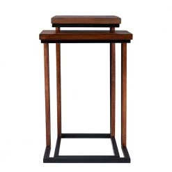 Bellah 18.25 Rectangle Brown Nesting C-Tables (Set of 2) by Southern Enterprises -Southern Enterprises Sales brown and black finish southern enterprises end side tables hd473697 44 1000
