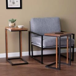 Bellah 18.25 Rectangle Brown Nesting C-Tables (Set of 2) by Southern Enterprises -Southern Enterprises Sales brown and black finish southern enterprises end side tables hd473697 4f 1000