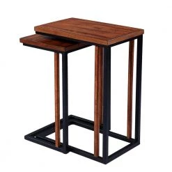 Bellah 18.25 Rectangle Brown Nesting C-Tables (Set of 2) by Southern Enterprises -Southern Enterprises Sales brown and black finish southern enterprises end side tables hd473697 76 1000