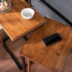 Bellah 18.25 Rectangle Brown Nesting C-Tables (Set of 2) by Southern Enterprises -Southern Enterprises Sales brown and black finish southern enterprises end side tables hd473697 c3 1000