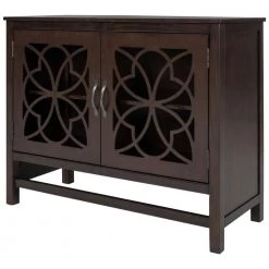 Brown Accent Buffet Sideboard Storage Wooden Cabinet with Doors and Adjustable Shelf by Huluwat -Southern Enterprises Sales brown huluwat accent cabinets dj tc wf281384aad 76 1000