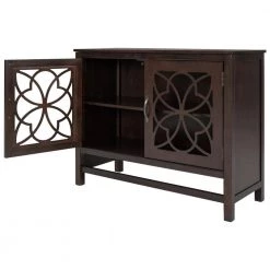 Brown Accent Buffet Sideboard Storage Wooden Cabinet with Doors and Adjustable Shelf by Huluwat -Southern Enterprises Sales brown huluwat accent cabinets dj tc wf281384aad 77 1000