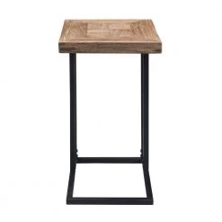 13.78 in. Brown C-Shaped Wood End Table with Metal Frame by Huluwat -Southern Enterprises Sales brown huluwat c tables dj tc wf191336aad 44 1000