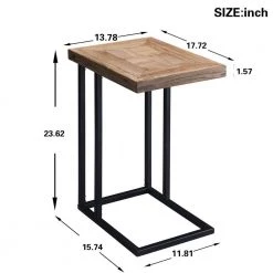 13.78 in. Brown C-Shaped Wood End Table with Metal Frame by Huluwat -Southern Enterprises Sales brown huluwat c tables dj tc wf191336aad c3 1000