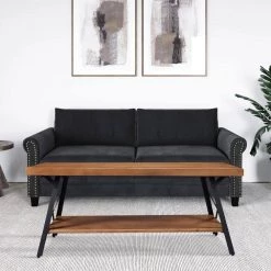 43 in. Brown Rectangle Solid Wood Rustic Coffee Table with Metal Legs by Huluwat 15 43 in. Brown Rectangle Solid Wood Rustic Coffee Table with Metal Legs by Huluwat -Southern Enterprises Sales brown huluwat coffee tables dj tc wf036984daa 31 1000