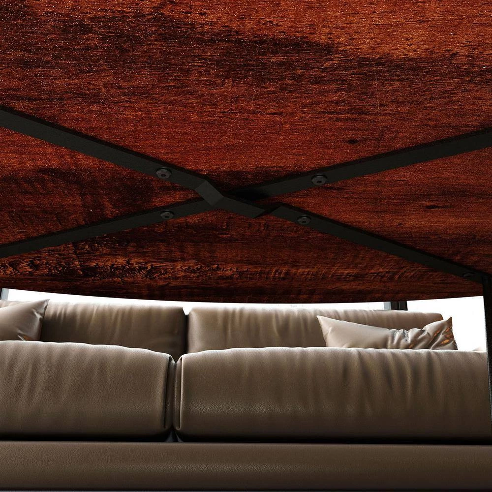 43 in. Brown Oval Particleboard Coffee Table with Solid Iron Support Frame by Huluwat 6 43 in. Brown Oval Particleboard Coffee Table with Solid Iron Support Frame by Huluwat - Image 4