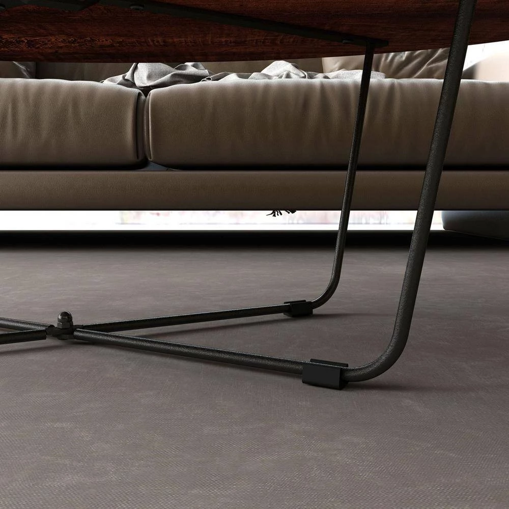 43 in. Brown Oval Particleboard Coffee Table with Solid Iron Support Frame by Huluwat 7 43 in. Brown Oval Particleboard Coffee Table with Solid Iron Support Frame by Huluwat - Image 5