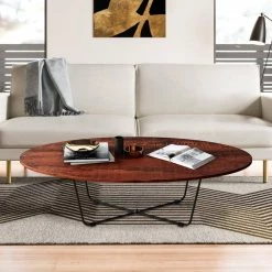 43 in. Brown Oval Particleboard Coffee Table with Solid Iron Support Frame by Huluwat 16 43 in. Brown Oval Particleboard Coffee Table with Solid Iron Support Frame by Huluwat -Southern Enterprises Sales brown huluwat coffee tables jh tc tb00143bksw 76 1000