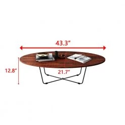 43 in. Brown Oval Particleboard Coffee Table with Solid Iron Support Frame by Huluwat 12 43 in. Brown Oval Particleboard Coffee Table with Solid Iron Support Frame by Huluwat -Southern Enterprises Sales brown huluwat coffee tables jh tc tb00143bksw c3 1000