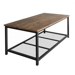 41.7 in. Rustic Brown Small Rectangle Particle Board Coffee Table with Steel Frame and a Mesh Shelf by Huluwat -Southern Enterprises Sales brown huluwat coffee tables xyd tc tmyl d012 4f 1000