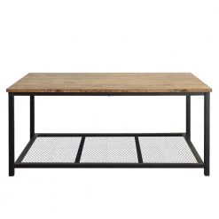 41.7 in. Rustic Brown Small Rectangle Particle Board Coffee Table with Steel Frame and a Mesh Shelf by Huluwat