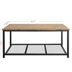 41.7 in. Rustic Brown Small Rectangle Particle Board Coffee Table with Steel Frame and a Mesh Shelf by Huluwat -Southern Enterprises Sales brown huluwat coffee tables xyd tc tmyl d012 c3 1000