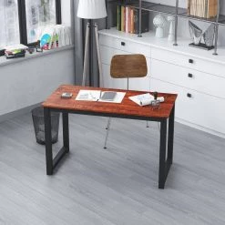 47 in. Rectangular Brown Particleboard No Drawer Computer Desk with U-Shaped Metal Table Legs by Huluwat -Southern Enterprises Sales brown huluwat computer desks jh tc de20147bksw 76 1000