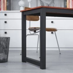 47 in. Rectangular Brown Particleboard No Drawer Computer Desk with U-Shaped Metal Table Legs by Huluwat -Southern Enterprises Sales brown huluwat computer desks jh tc de20147bksw fa 1000