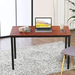 47 in. Rectangular Brown Particleboard No Drawer Computer Desk with Metal Table Legs by Huluwat -Southern Enterprises Sales brown huluwat computer desks jh tc de20247bksw 31 1000