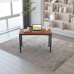 47 in. Rectangular Brown Particleboard No Drawer Computer Desk with Metal Table Legs by Huluwat -Southern Enterprises Sales brown huluwat computer desks jh tc de20247bksw 76 1000