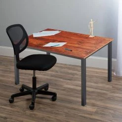 55 in. Rectangular Brown Particleboard No Drawer Computer Desk with Metal Table Legs by Huluwat -Southern Enterprises Sales brown huluwat computer desks jh tc de20255bksw 76 1000