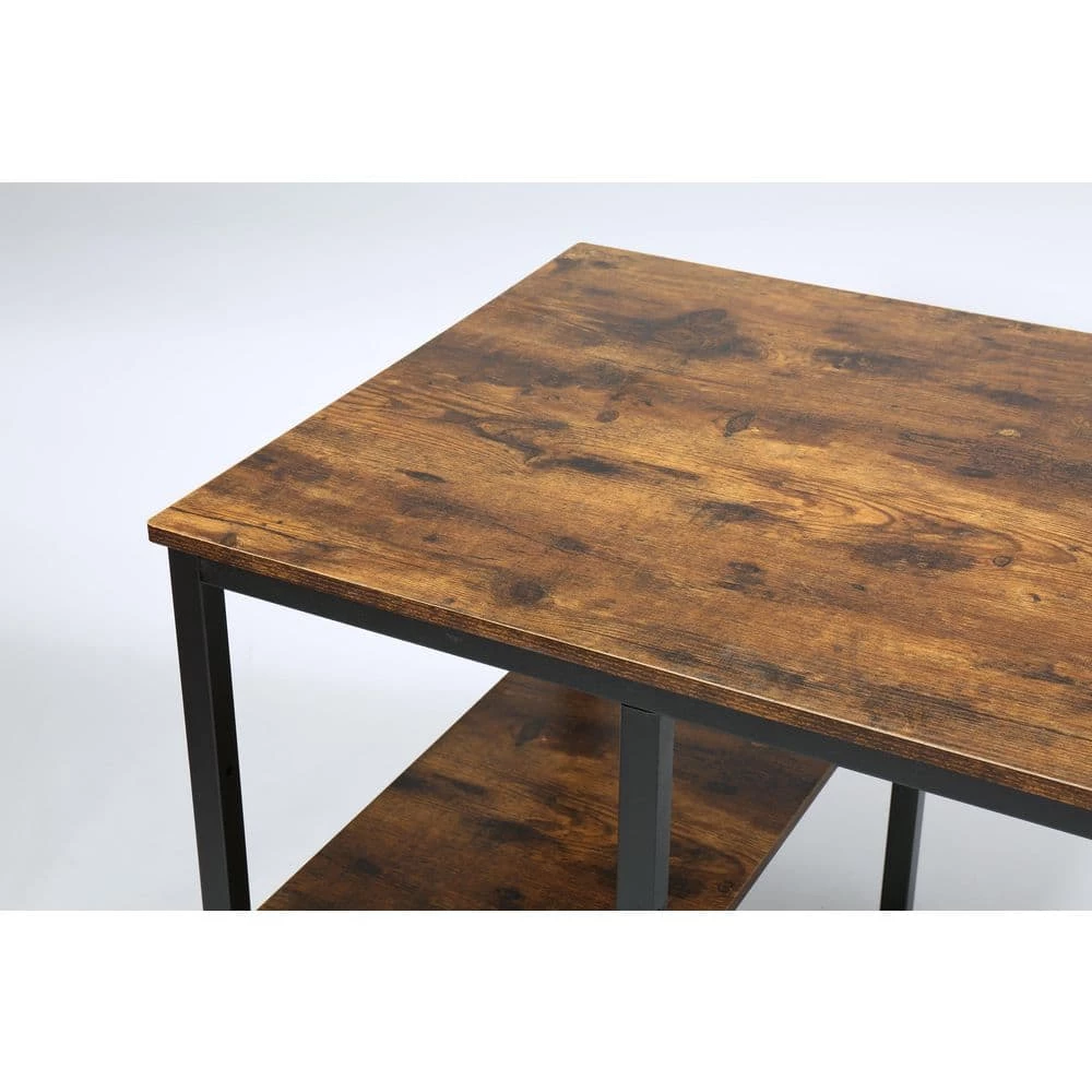 55 in. Rectangular Brown MDF Finish No Drawer Computer Desk with Storage Shelves by Huluwat 8 55 in. Rectangular Brown MDF Finish No Drawer Computer Desk with Storage Shelves by Huluwat - Image 6