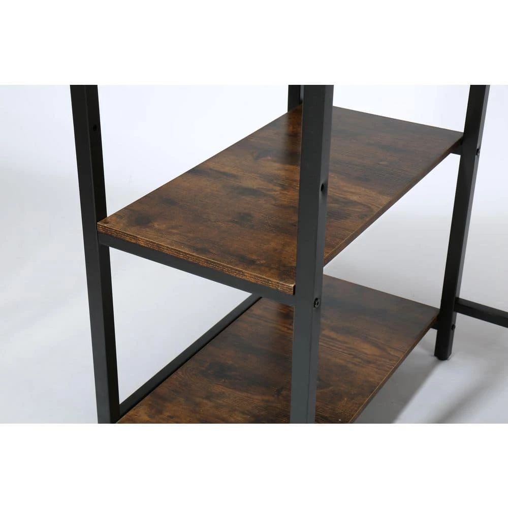 55 in. Rectangular Brown MDF Finish No Drawer Computer Desk with Storage Shelves by Huluwat 9 55 in. Rectangular Brown MDF Finish No Drawer Computer Desk with Storage Shelves by Huluwat - Image 7