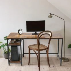 55 in. Rectangular Brown MDF Finish No Drawer Computer Desk with Storage Shelves by Huluwat 16 55 in. Rectangular Brown MDF Finish No Drawer Computer Desk with Storage Shelves by Huluwat -Southern Enterprises Sales brown huluwat computer desks xyd g jsb od 02br 4f 1000