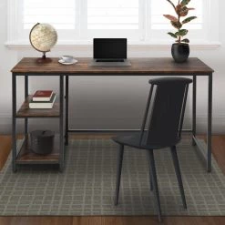 55 in. Rectangular Brown MDF Finish No Drawer Computer Desk with Storage Shelves by Huluwat 14 55 in. Rectangular Brown MDF Finish No Drawer Computer Desk with Storage Shelves by Huluwat -Southern Enterprises Sales brown huluwat computer desks xyd g jsb od 02br 77 1000