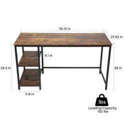 55 in. Rectangular Brown MDF Finish No Drawer Computer Desk with Storage Shelves by Huluwat 15 55 in. Rectangular Brown MDF Finish No Drawer Computer Desk with Storage Shelves by Huluwat -Southern Enterprises Sales brown huluwat computer desks xyd g jsb od 02br c3 1000