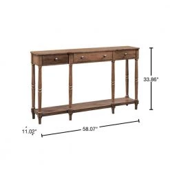 58 in. Brown Modern Rectangle Solid Wood Console Table for Home with-Storage Shelf and Drawer by Huluwat -Southern Enterprises Sales brown huluwat console tables dj tc wf212302aad 40 1000
