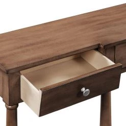 58 in. Brown Modern Rectangle Solid Wood Console Table for Home with-Storage Shelf and Drawer by Huluwat -Southern Enterprises Sales brown huluwat console tables dj tc wf212302aad 44 1000