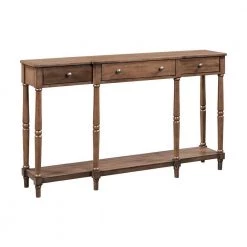 58 in. Brown Modern Rectangle Solid Wood Console Table for Home with-Storage Shelf and Drawer by Huluwat -Southern Enterprises Sales brown huluwat console tables dj tc wf212302aad 76 1000