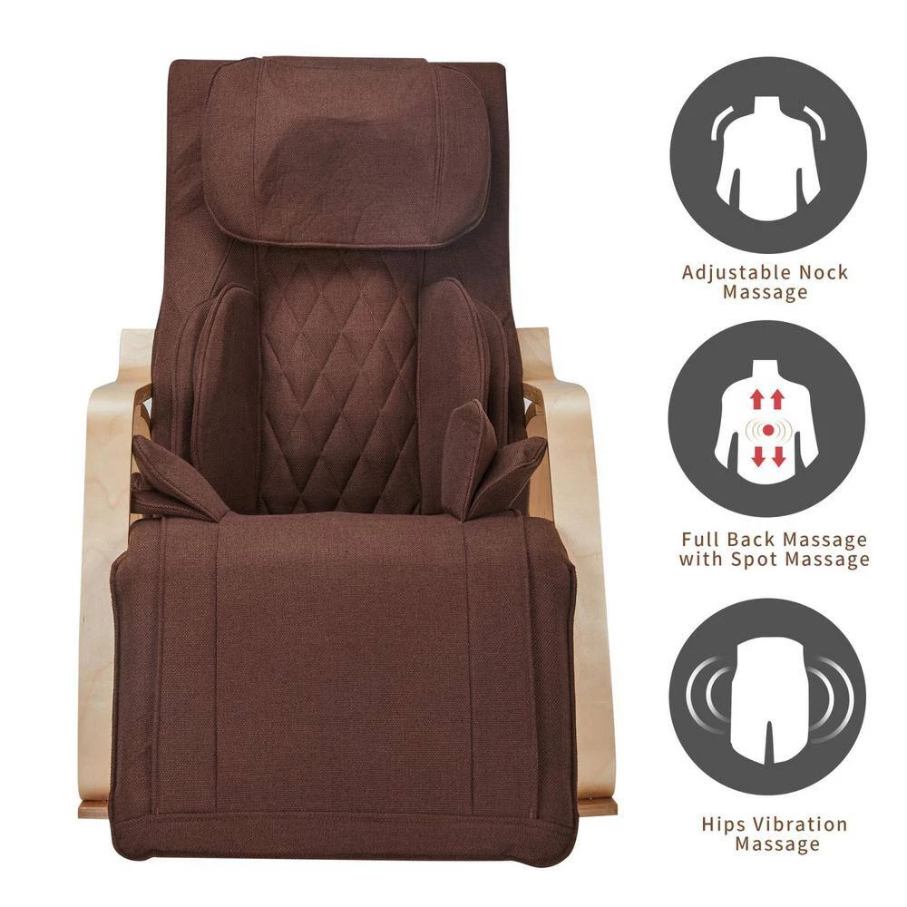 Brown Linen Full massage function-Air Comfortable Relax Rocking Chair with Cotton Fabric Cushion by Huluwat 8 Brown Linen Full massage function-Air Comfortable Relax Rocking Chair with Cotton Fabric Cushion by Huluwat - Image 6