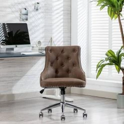 Brown PU Seat Office Chair with Adjustable Height by Huluwat -Southern Enterprises Sales brown huluwat task chairs dj w21231635 31 1000