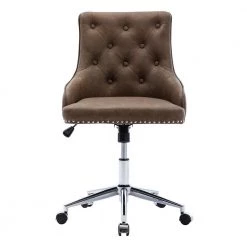 Brown PU Seat Office Chair with Adjustable Height by Huluwat