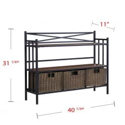 Renfro Rustic Brown with Distressed Pine Modern Farmhouse Bakers Rack by Southern Enterprises -Southern Enterprises Sales brown southern enterprises baker s racks hd650654 1f 1000