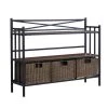 Renfro Rustic Brown with Distressed Pine Modern Farmhouse Bakers Rack by Southern Enterprises