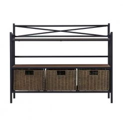 Renfro Rustic Brown with Distressed Pine Modern Farmhouse Bakers Rack by Southern Enterprises -Southern Enterprises Sales brown southern enterprises baker s racks hd650654 c3 1000