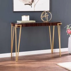 Broadwick 17.25 in. Brown Rectangle Glass Console Table by Southern Enterprises -Southern Enterprises Sales brown southern enterprises console tables hd391663 31 1000
