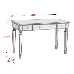 48 in. Brushed Silver Rectangular 3 -Drawer Writing Desk with Keyboard Tray by Southern Enterprises -Southern Enterprises Sales brushed silver southern enterprises writing desks hd599168 44 1000