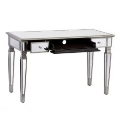 48 in. Brushed Silver Rectangular 3 -Drawer Writing Desk with Keyboard Tray by Southern Enterprises -Southern Enterprises Sales brushed silver southern enterprises writing desks hd599168 77 1000